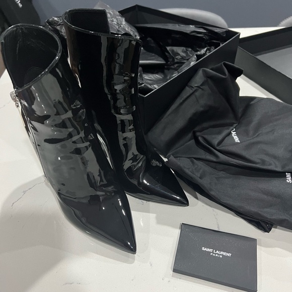 Saint Laurent Niki Patent Zip Bootie 38.5 - Picture 4 of 11